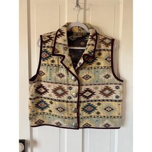 Don't mess with Texas women's large woven vest southwestern aztec star buttons